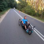 Handcycling down Polish road
